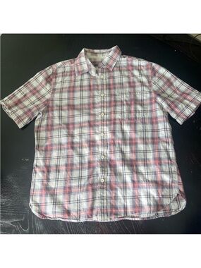 ✅ Mossimo Supply Co. orange and Blue Plaid Casual button down Shirt